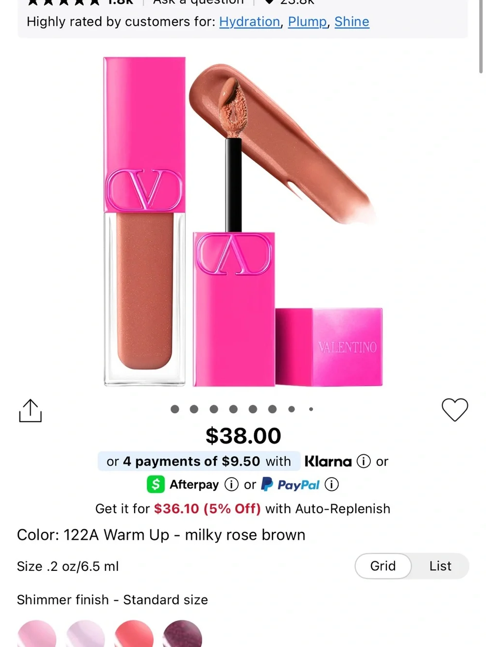 Valentino Puffer Gloss Liquid Lipstick - Nude Shade 122A
